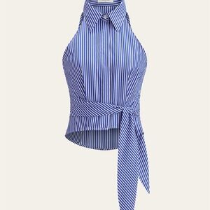✨ Striped Tie-Waist Crop Top – Commense | Sleeveless